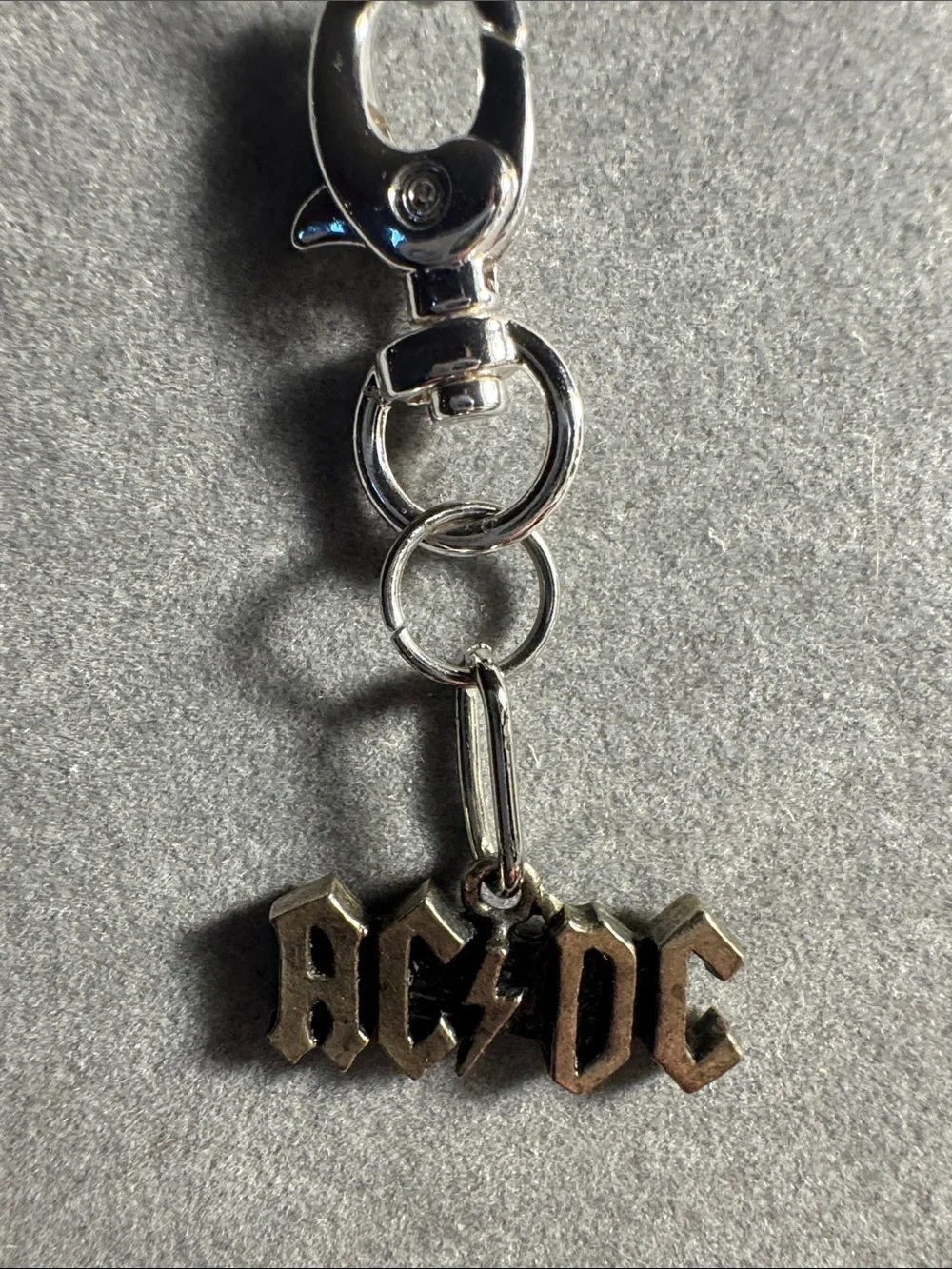 AC/DC Silver Logo Keychain Clip with Lobster Clasp